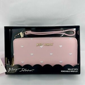 Betsey Johnson Wallet with Removable Wristlet Zip Around Blush Pink NIB